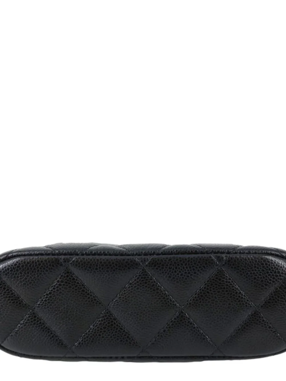 Chanel  Dome Quilted Caviar Leather Zip Clutch With Chain Black